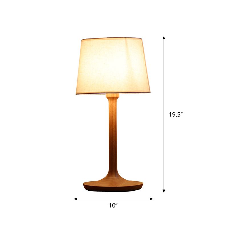 Light da comodino da comodino a 1 bulbina lampada da comodino in legno minimale con tonalità in tessuto secchio