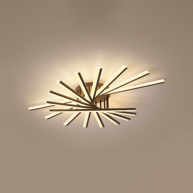 Line Shape LED Ceiling Lamp Modern Iron Flush Mount for Bedroom