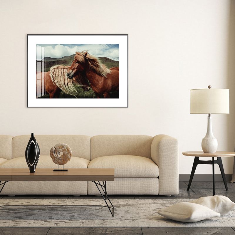 Canvas pastelkleurige muurdecoratie hedendaagse paardenkunst, meerdere maten beschikbaar