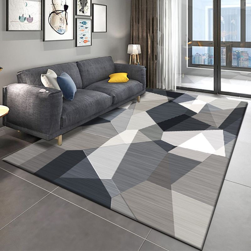 Creative Simplicity Area Rug Modern Geometric Printed Area Carpet Polyester Anti-Slip Backing Carpet for Home Decoration