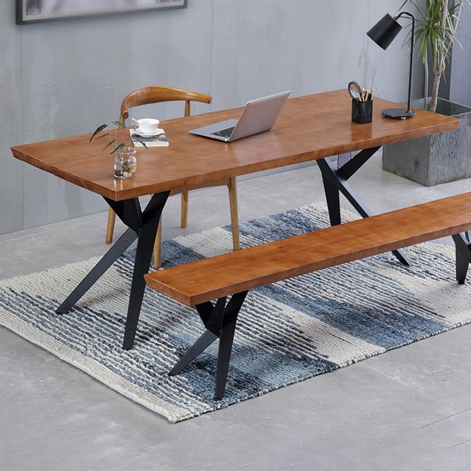 Industrial Rectangle Dining Table Wooden Table with Metal Legs for Home Use