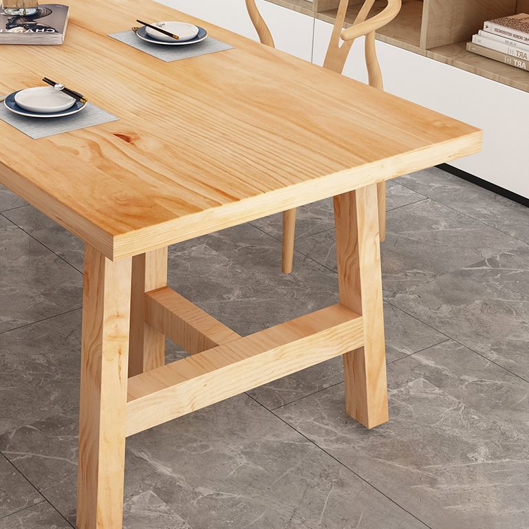 Rectangle Pine Solid Wood Table Modern Dining Table with Double Pedestal