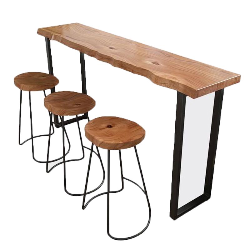 Industrial Rectangle Wood Bar Table Sled Base Dining Table for Kitchen