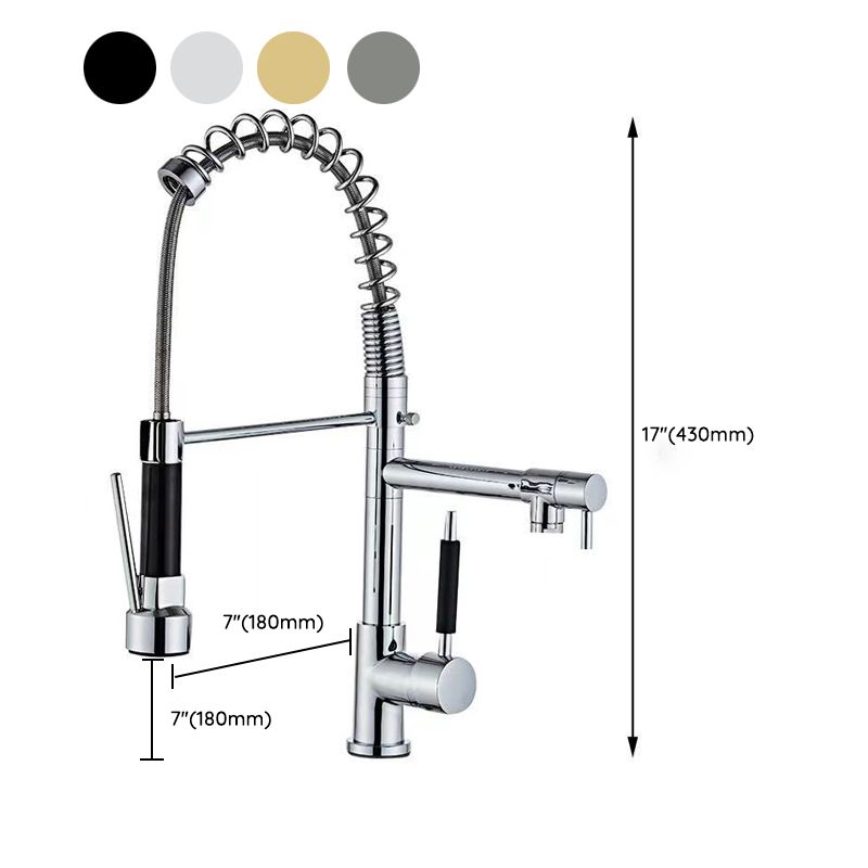 Modern Farmhouse Spring Spout Kitchen Sink Faucet Swivel Spout with Pull Down Sprayer