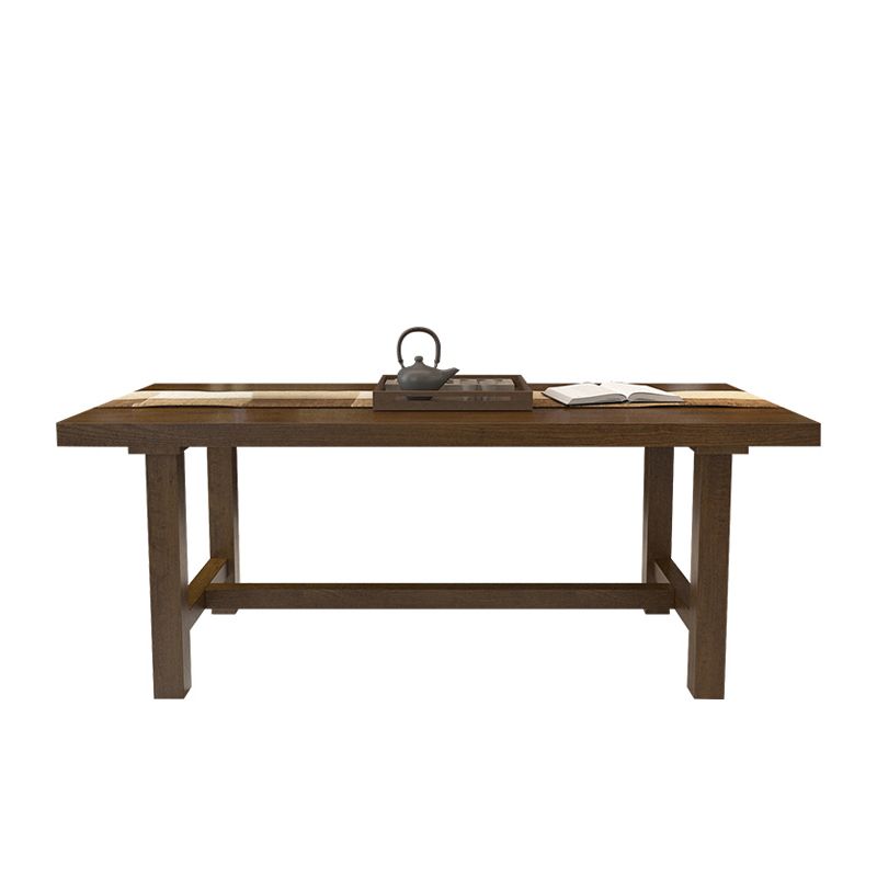 Rectangle traditionnel 1/2/5 Pièces Pièces à manger Tableau à manger à chevalets en bois avec chaise d'échelle