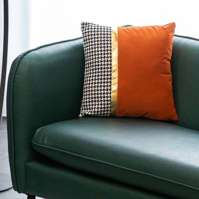 Contemporary Faux Leather Square Arm Sofa with Tight Back for Apartment