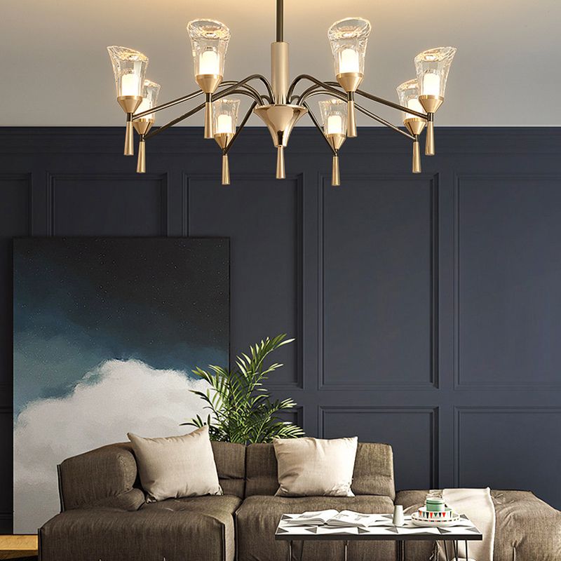 Conical Chandelier Postmodern Acrylic Gold Suspension Light for Living Room