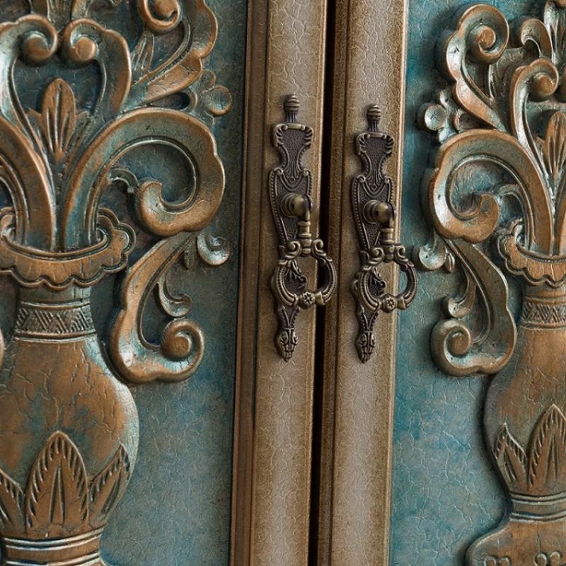 36.6" Tall Wood Accent Cabinet, Industrial Rectangle Accent Chest with Doors