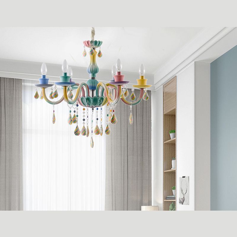 Multi Coloured Glass Pendant Light Sputnik Contemporary Ceiling Light for Living Room