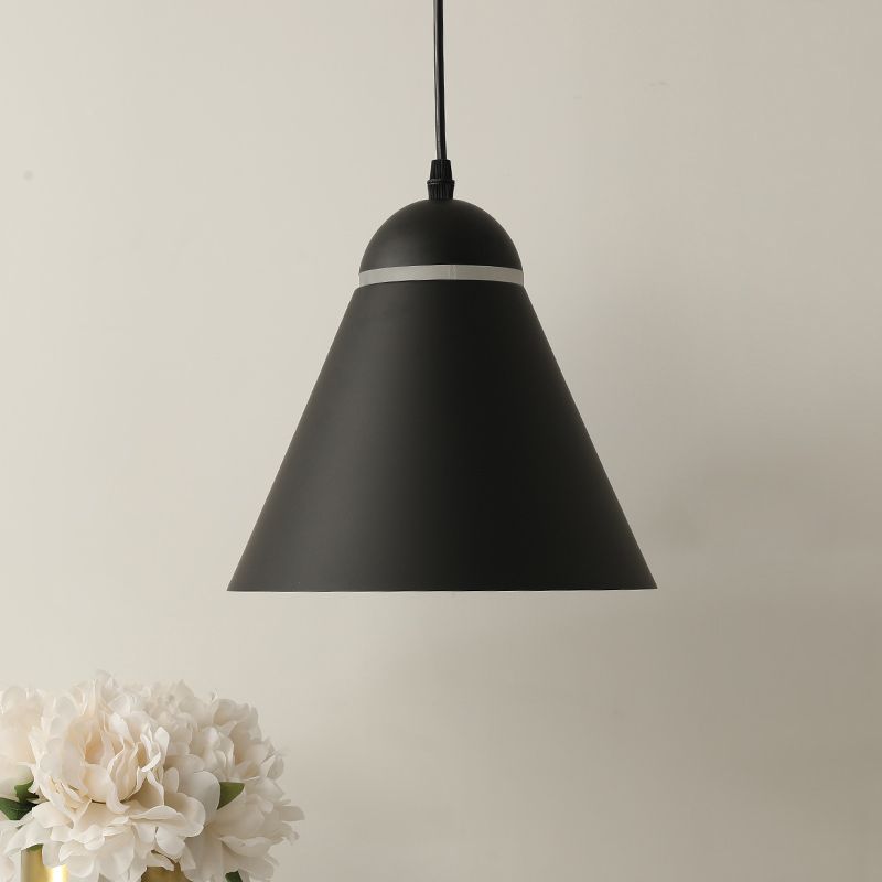 Gesneden kegelophangende lichtarmatuur eenvoud metallic 1 licht mat zwart druppel hanger