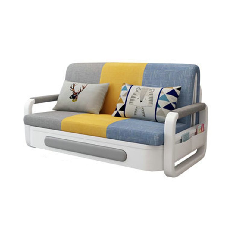 Slipcovered Cotton Blend Contemporary Sofa with Bed for Living Room