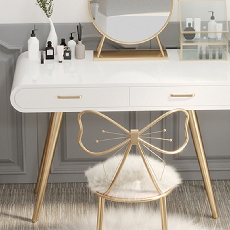 White Gold Makeup Counter with Drawer 15.74" Wide Glam Vanity Tables for Bedroom