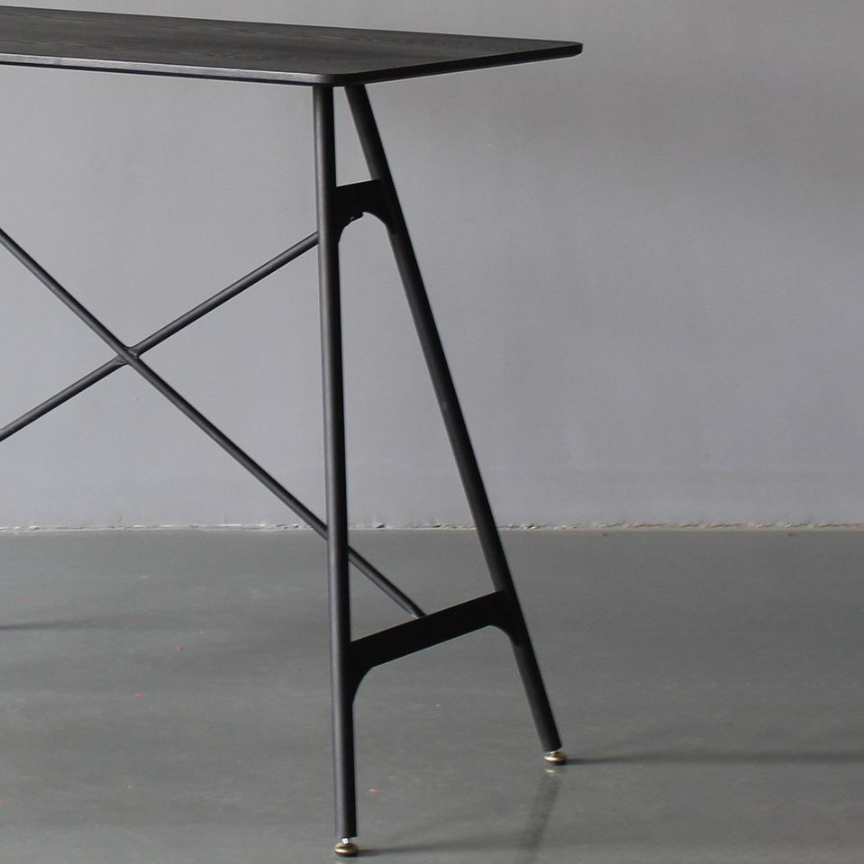 Modern Rectangle Bar Counter Table Wooden Dining Table with Metal Legs