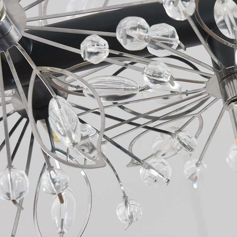 Kreis Kristallperlen hängende Kronleuchter minimalistisch schwarz 20,5 "/26"/34 "breite LED -Deckenlampe