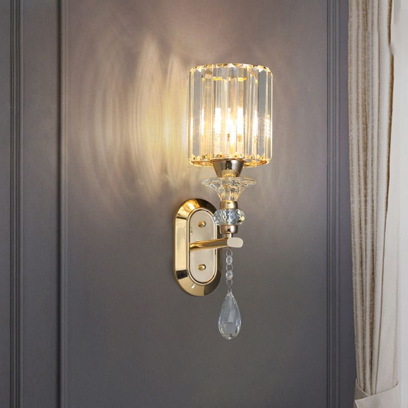 Luz de pared de cristal contemporánea Luz de apliques de 1 luz para dormitorio