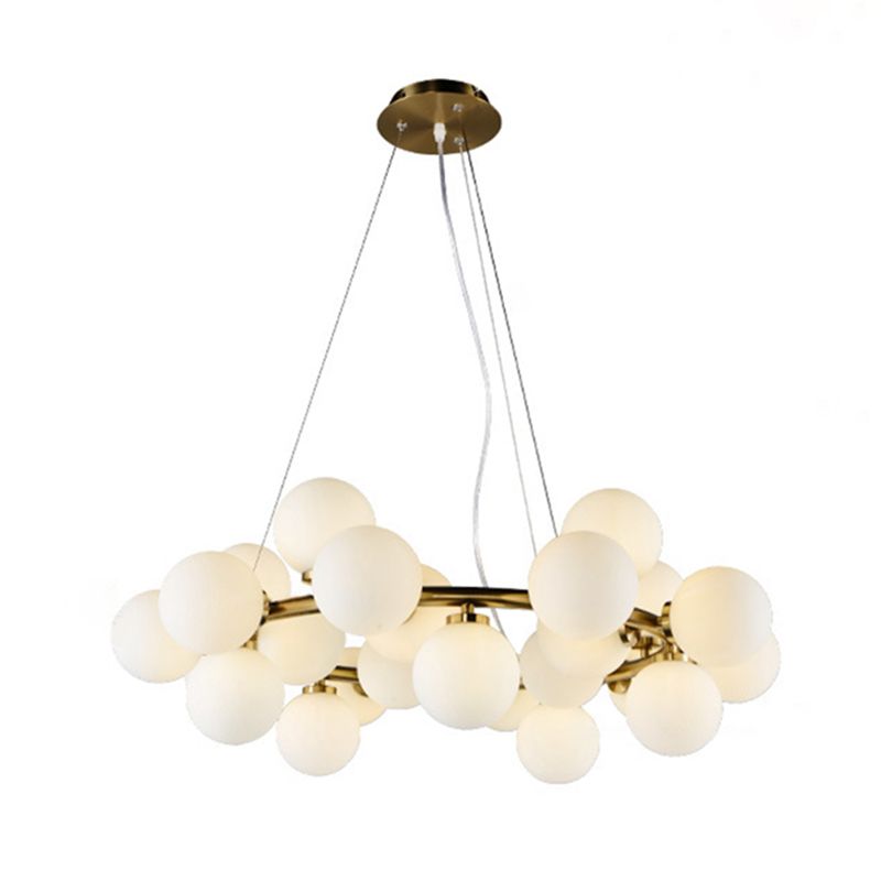 Glass Circular Hanging Pendant Light Contemporary Chandelier Pendant Light in White
