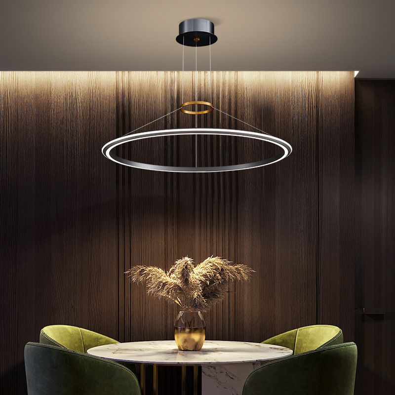 Modern Aluminum Chandelier Multi-Layer Circle 2 Lights Chandelier Pendant Lamps for Living Room