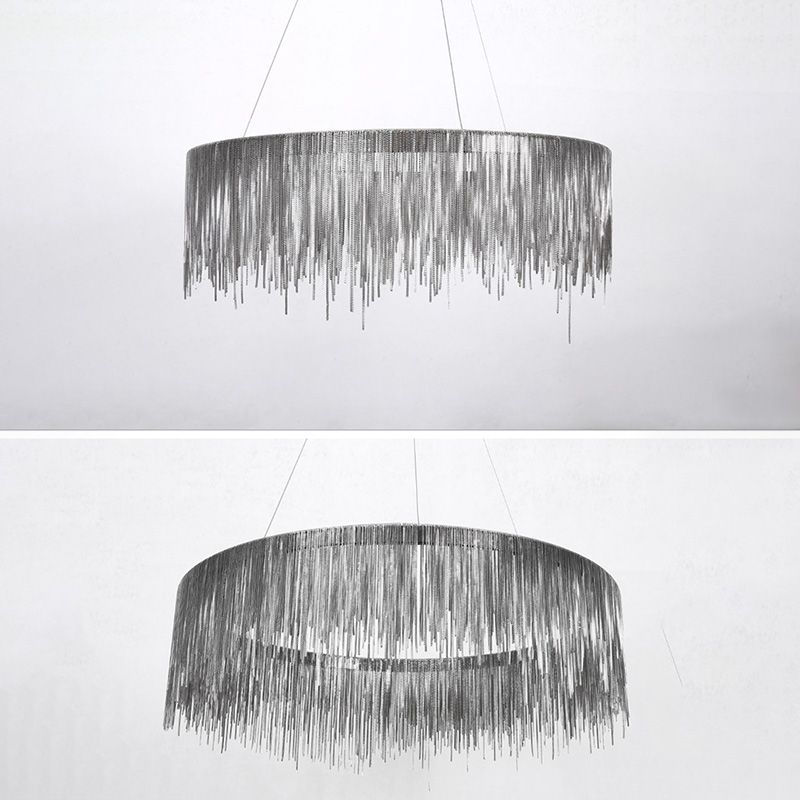 Sombra de cadena de metal Costeo de lámpara contemporánea Luz para sala de estar de comedor