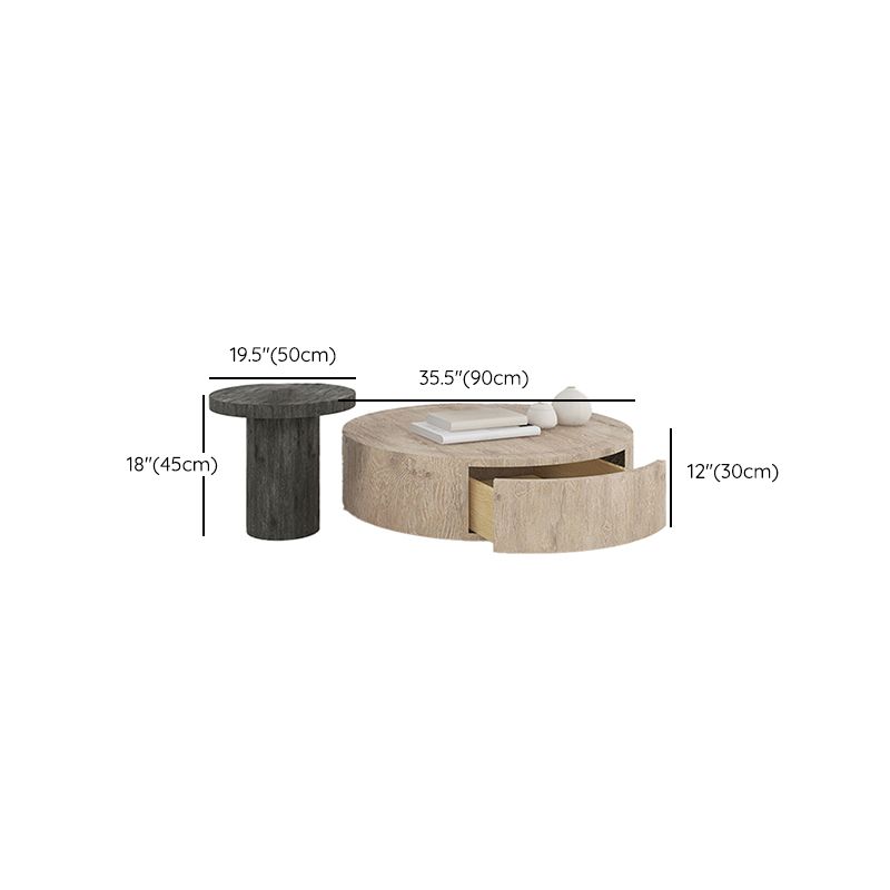 Contemporary Coffee Table Set Wooden Round Coffee Cocktail Table