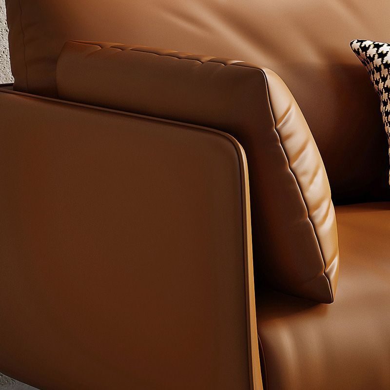 Pillow Armrest Latex Seat Imitation Leather & Leather Upholstered Rectangular Sofa