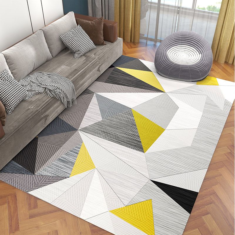 Luxury Washable Carpet Funky Contrast Panel Area Rug Polyester Non-Slip Carpet for Home Decor