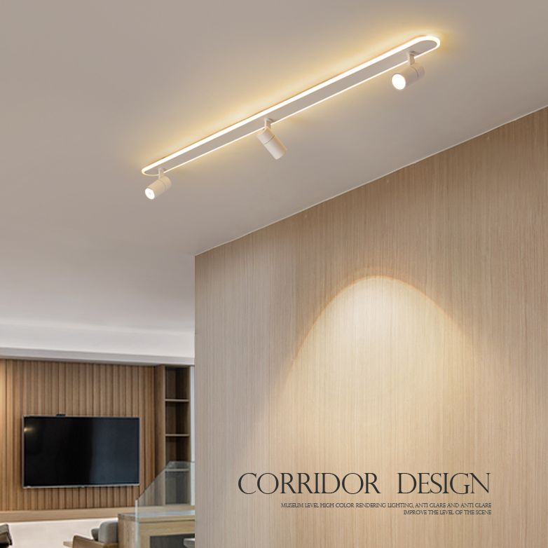 Apparecchio a soffitto semifulto a LED oblungo in stile moderno a filo interno acrilico con lampada regolabile