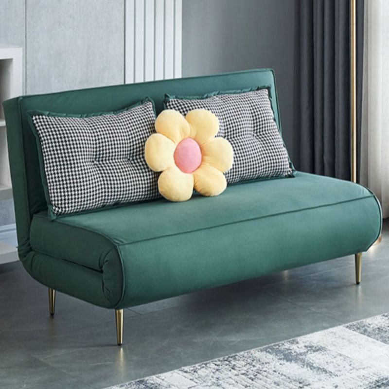 36.22" H Faux Leather Sleeper Sofa Armless Upholstered Sofa Bed in Green