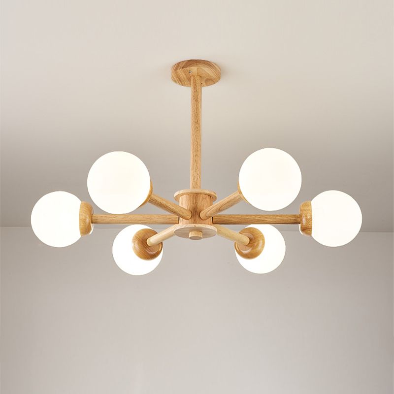 Globe Chandelier Light Fixtures Modern Multi-Head Beige Chandelier Lamp with Glass Shade