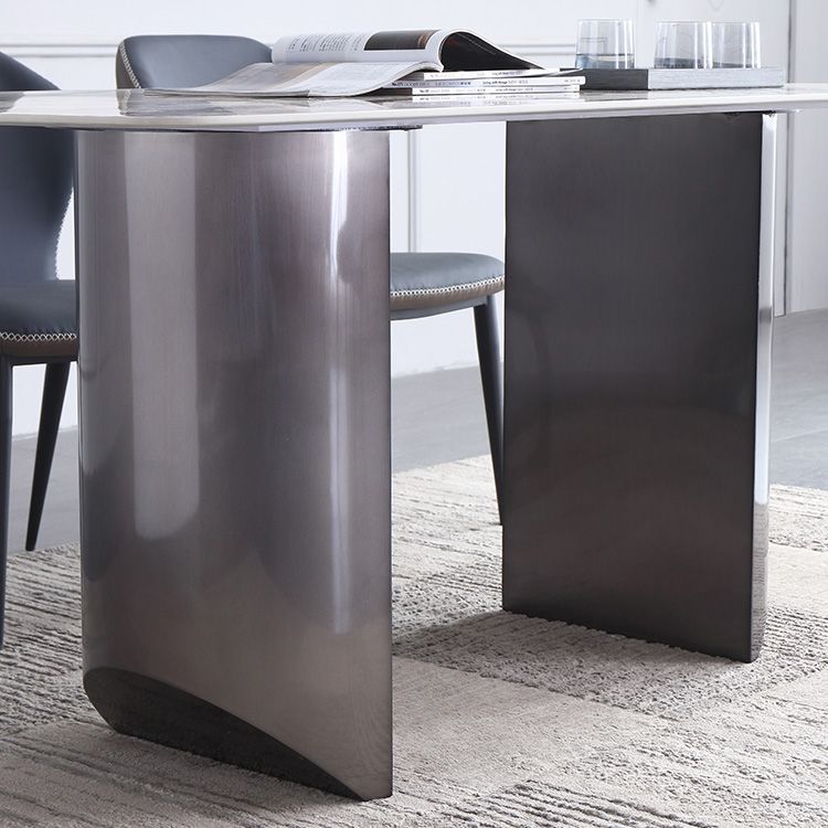 Metal Traditional Luxury Table Rectangular Sintered Stone Table