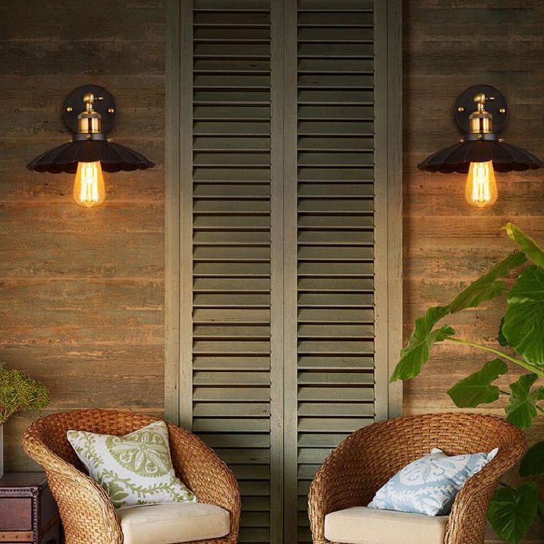 Industrial Style Wall Sconce Metal 1 Light Sconces for Living Room