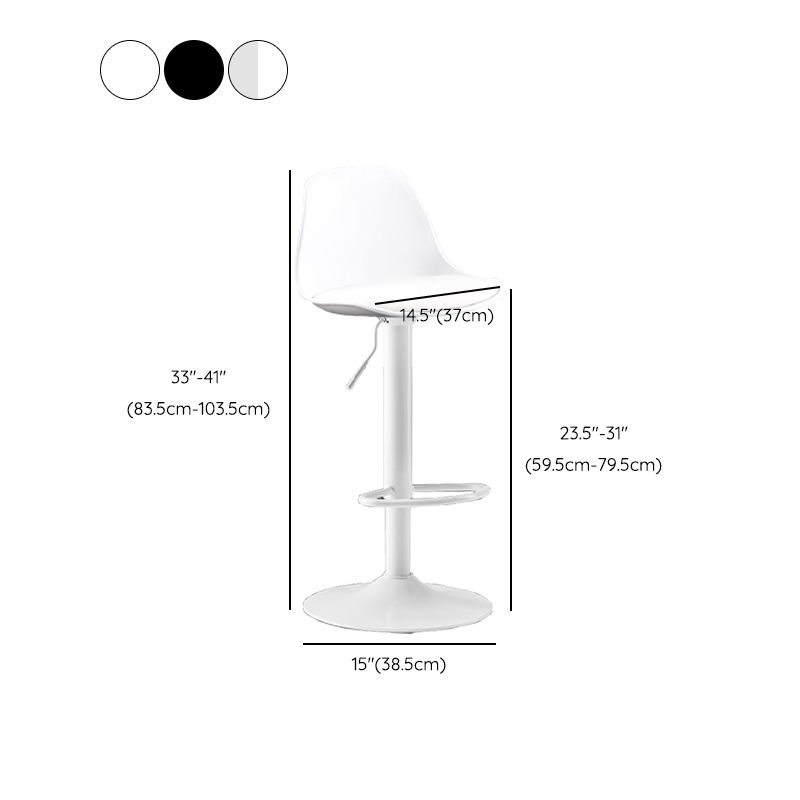 Modern Adjustable Height Swivel Armless Bar Stool with Footrest
