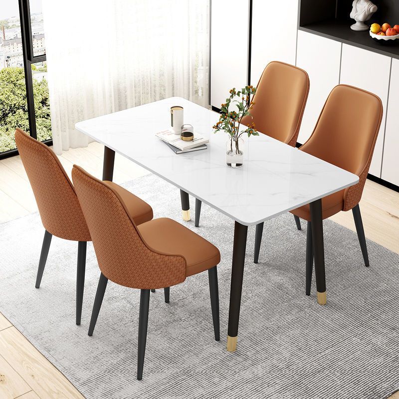 Leather Dining Chair Parsons Armless Side Chair for Restaurant