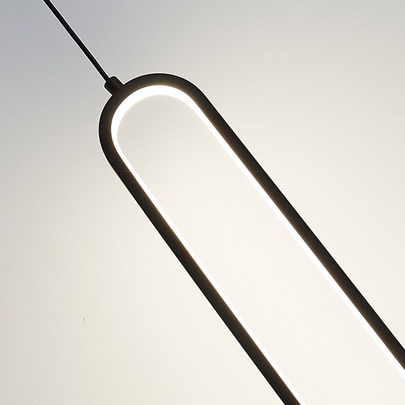Contemporary Oval Shape Pendant Light Aluminum LED Hanging Pendant for Living Room