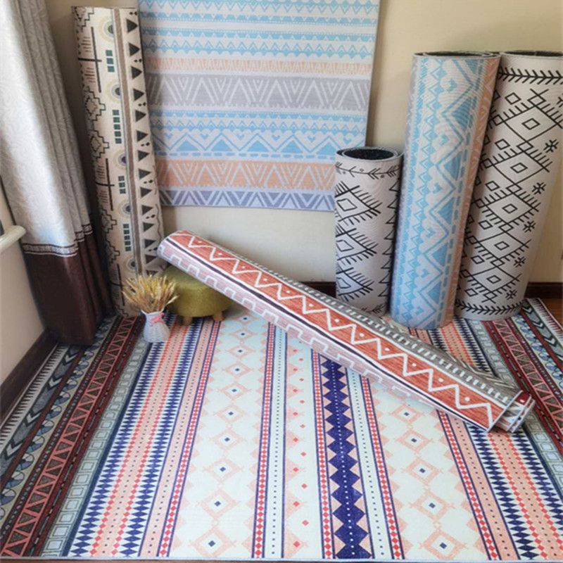 Casual multi-kleuren tribale tapijt katoenmengsel geometrisch patroon gebied tapijt anti-slip machine wasbaar binnen tapijt voor kamer
