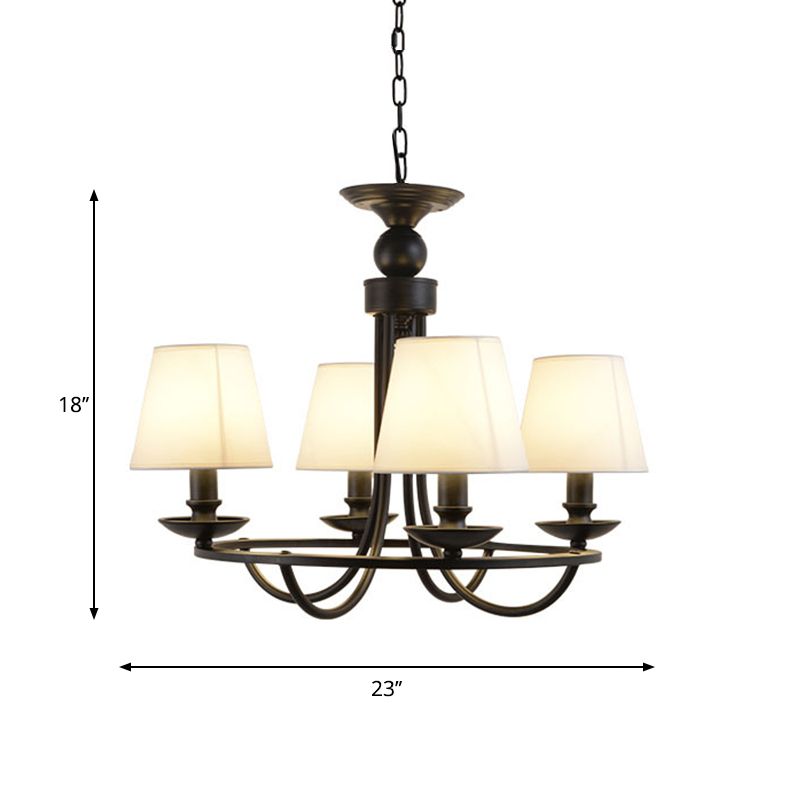 Classic Bucket Shade Chandelier Lighting Fabric Pendant Light in Black for Living Room