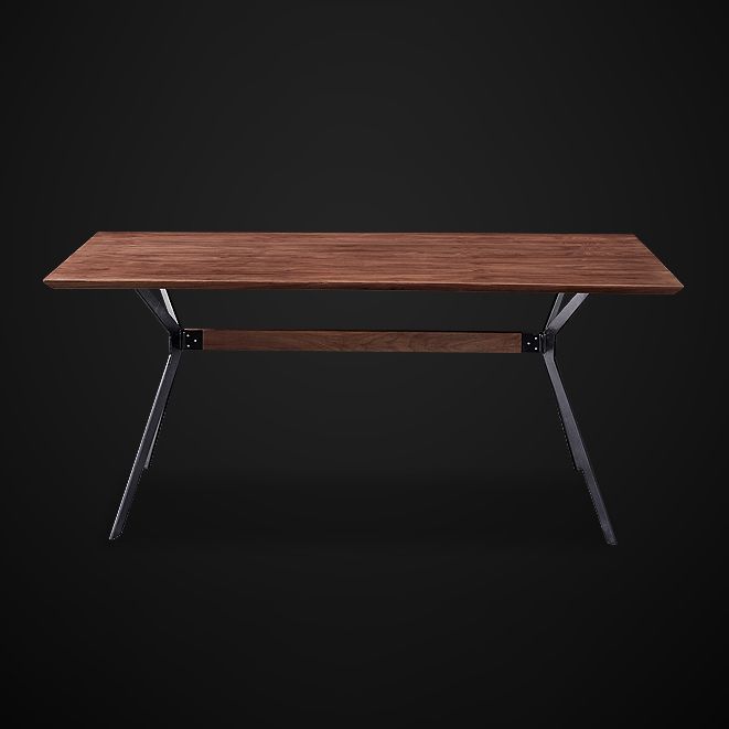 Mesa de mesa de comedor de madera maciza de estilo industrial con marco negro para uso en el hogar