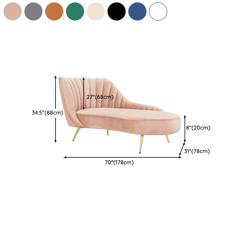Glam Tufted Velvet Chaise Lounge with Reclining Channel Stitch Chaise for Living Room