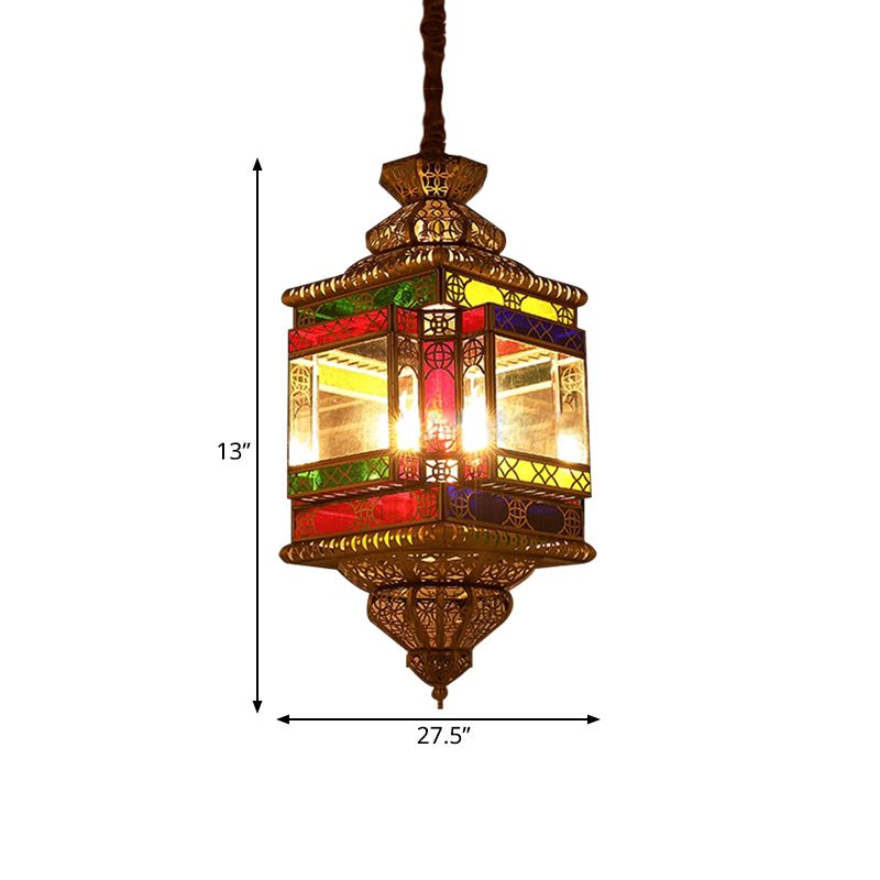 4 Bulbs Metal Pendant Chandelier Vintage Brass Lantern Dining Room Arab Ceiling Lamp