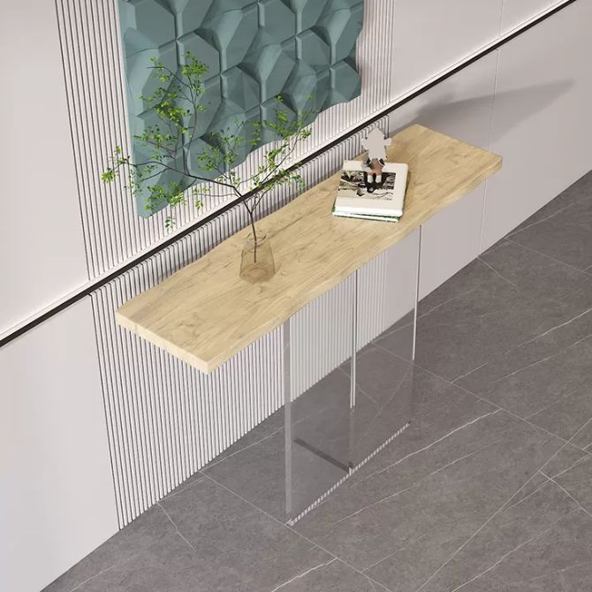 Solid Wood Rectangle Console Table 29.53-inch Tall End Table with Acrylic Leg