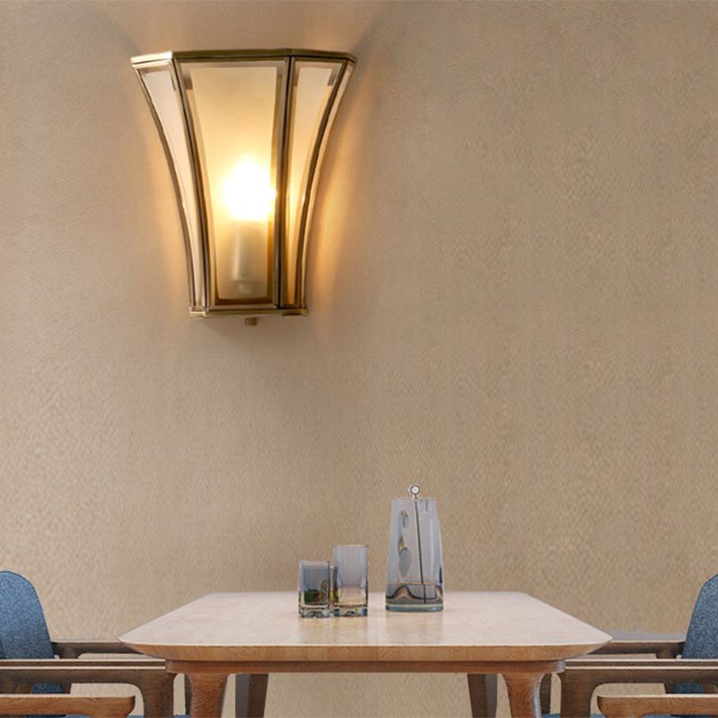 1 kop spoelige montage wandlicht retro afgeschuinde matte opaal glazen wand sconce in goud