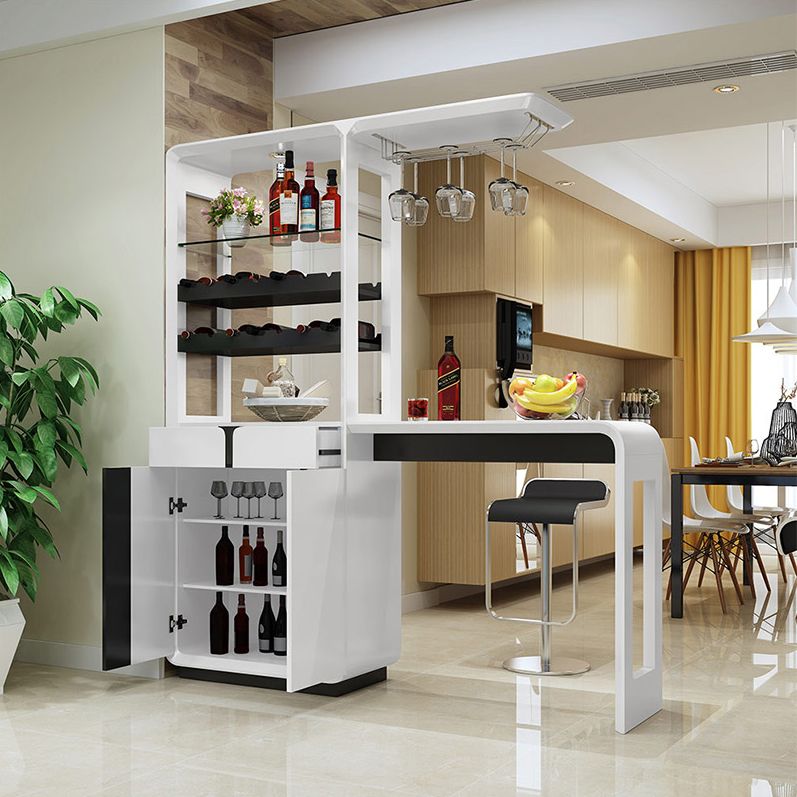 1/2/3 Bar Stool and Table Set in Black and White for Dining Room