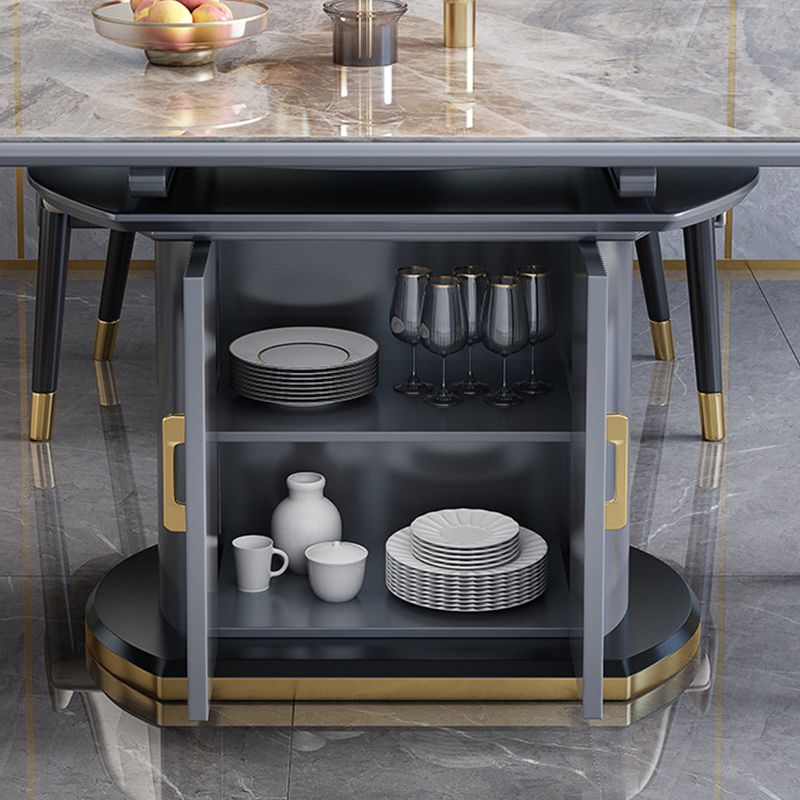 Modern Stone Dining Table with 2 Doors Table for Dining Room