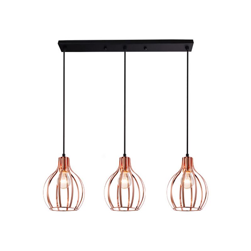 Accensione a sospensione in oro rosa metallico Global Gage Shade 3 Luci in stile industriale Lampada del soffitto con baldacchino rotondo/lineare