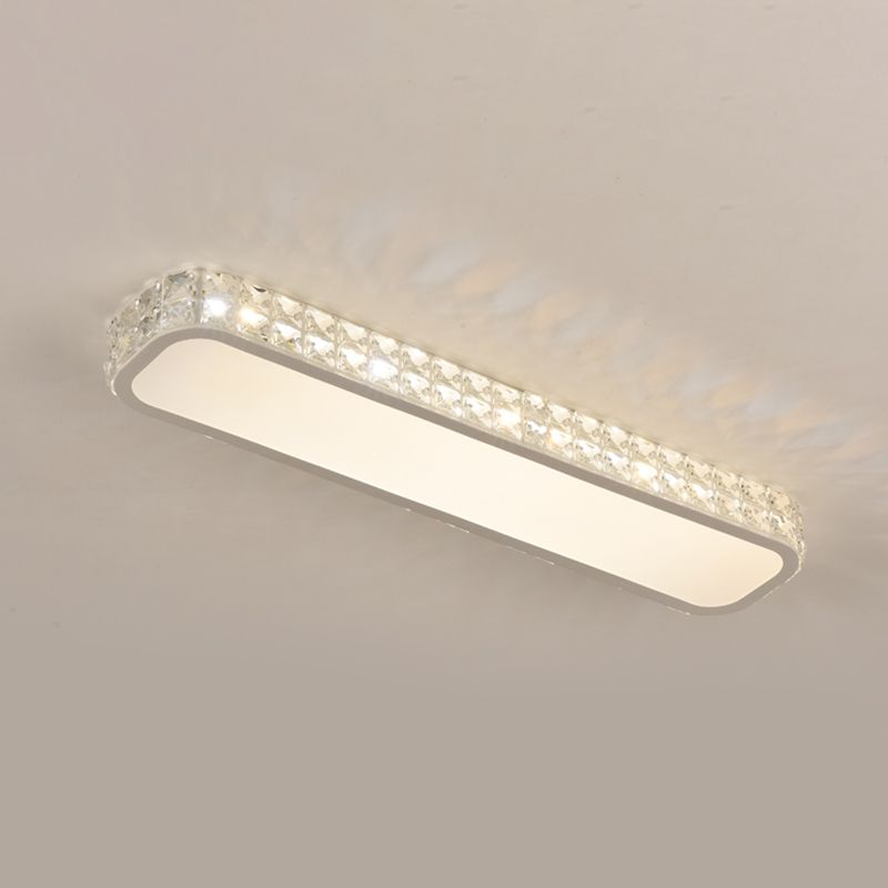 Rounded Rectangle Corridor Flush Light Crystal Artistic LED Flush Ceiling Light Fixture
