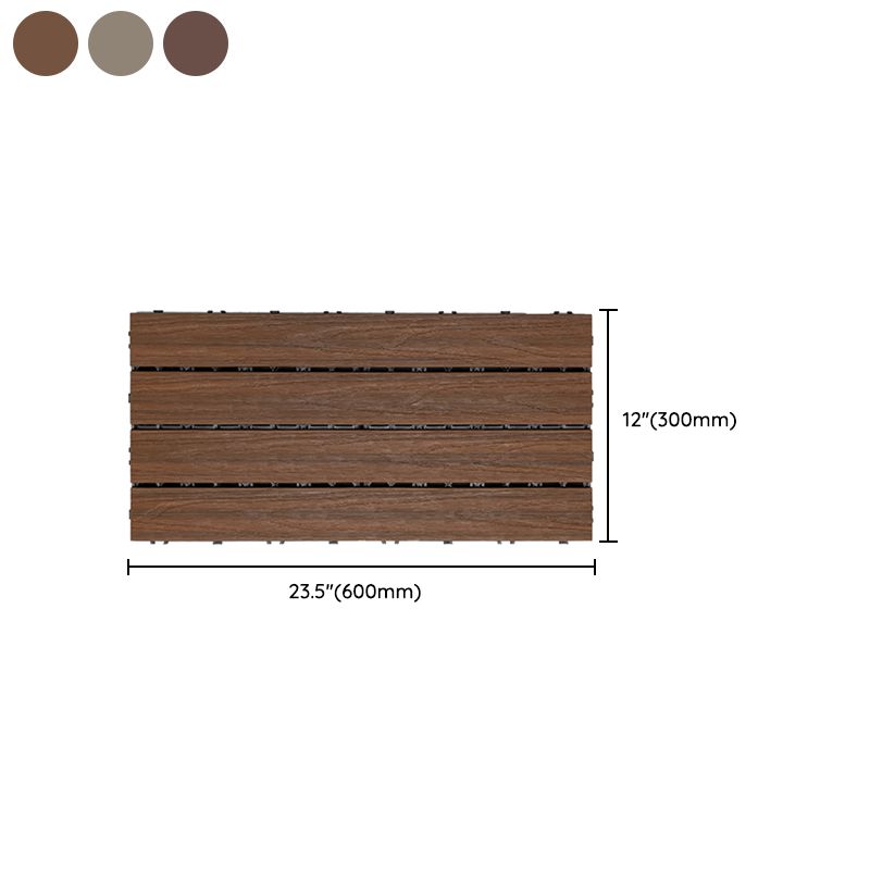 Tradition Square Wood Tile Wire Brushed Brown Engineered Wood for Patio Garden