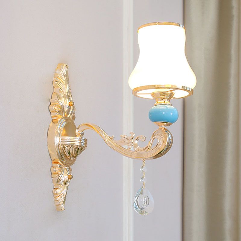 Araña colgante cónica ópalo modernista ópalo de vidrio esmerilado kit de luz colgante con acento de cristal