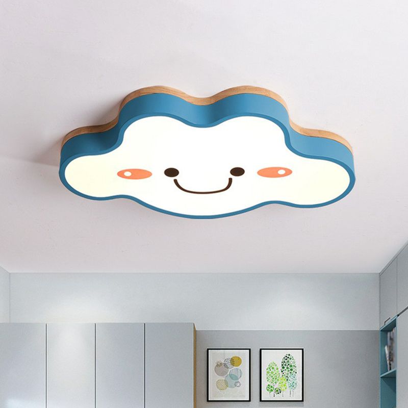 Plafonnier LED en acrylique givré pour chambre à coucher, nuage souriant, luminaire décoratif d'intérieur pour enfants