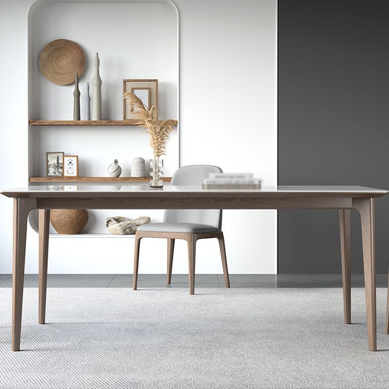 Minimalistische witte gesinterde stenen dinerset standaard rechthoekige vorm dinerset met 4 poten tafel