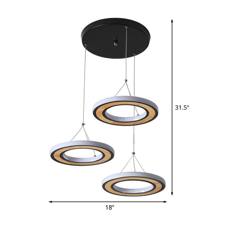 Anillo de metal LED Lighting Modern Style Modern 3 Lights Multi lámparas Coste en negro para sala de estar