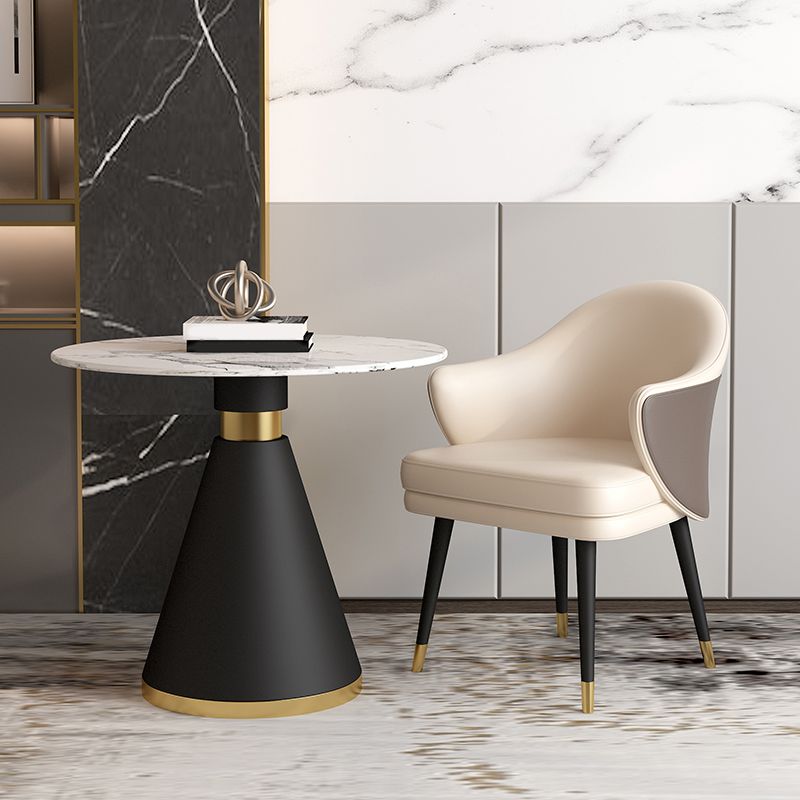 Simplicity Style Sintered Stone Dining Table Single Pedestal Base Round Table for Home
